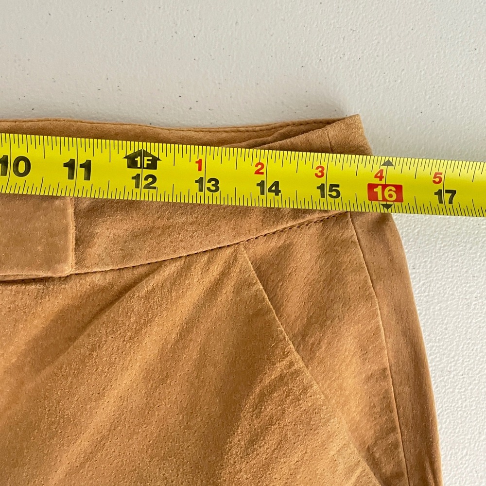 Vintage Womens Camel Tan Suede Leather Pants Size 10 Quiet Luxury Straight Leg - Picture 11 of 12